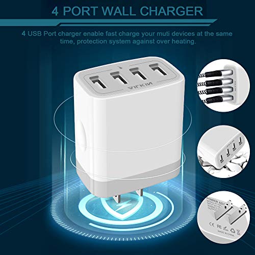 Usb Charger Cube, Wall Charger Plug, Ailkin 4.8A 4-Muti Port Adapter Power Plug Charging Station Box Base Replacement For Iphone 14 13 12 11 Pro Max/X/8/7, Ipad, Samsung Phones #TOP4