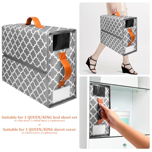 Tesuko Sheetcube Bed Sheet Set Organizer 4 Pack, Linen