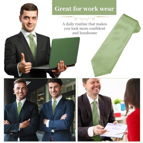 Image of Syhood 6 /12 /24 Pcs Men Ties Set Solid Satin Pure Color Business Formal Necktie Tie 57 inch for Men Occasion Wedding