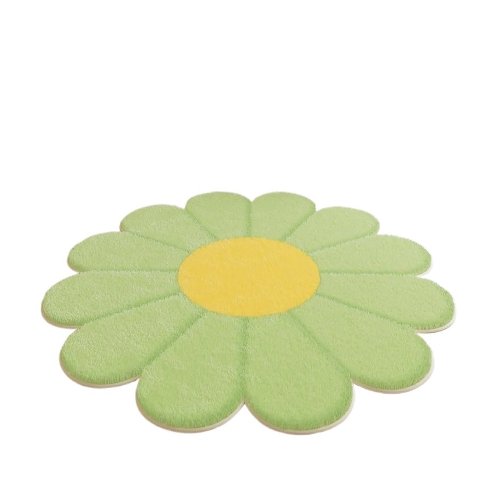 Tapis en peluche douce imitation cachemire vert 160x160 cm avec motifs fleurs