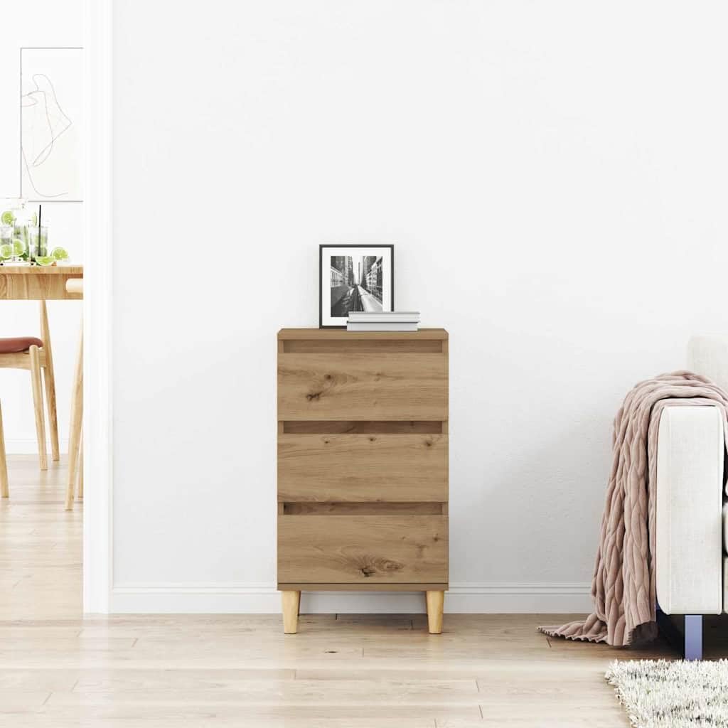 Armadio da notte rovere artigianale in legno ingegnerizzato 40 x 35 x 70 cm con cassetto e ripiano, mobiletto salvaspazio per camera, soggiorno e ufficio, consolle portaoggetti moderno