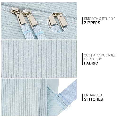 Image of ZORFIN 26L Backpack for College, and Travel: Corduroy Bookbag - Sky Blue