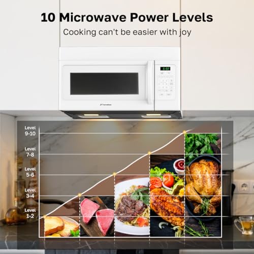 Image of ThermoMate 30 inch Over-the-Range Microwave Oven with 1.7 Cu. Ft. Capacity, 1000 Cooking Watts, One-Touch Cooking Options, 300 CFM, LED Lighting, White