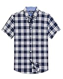 Alimens & Gentle Mens Plaid Short Sleeve Button Down Shirts Cotton Regular Fit Casual Gingham Shirts