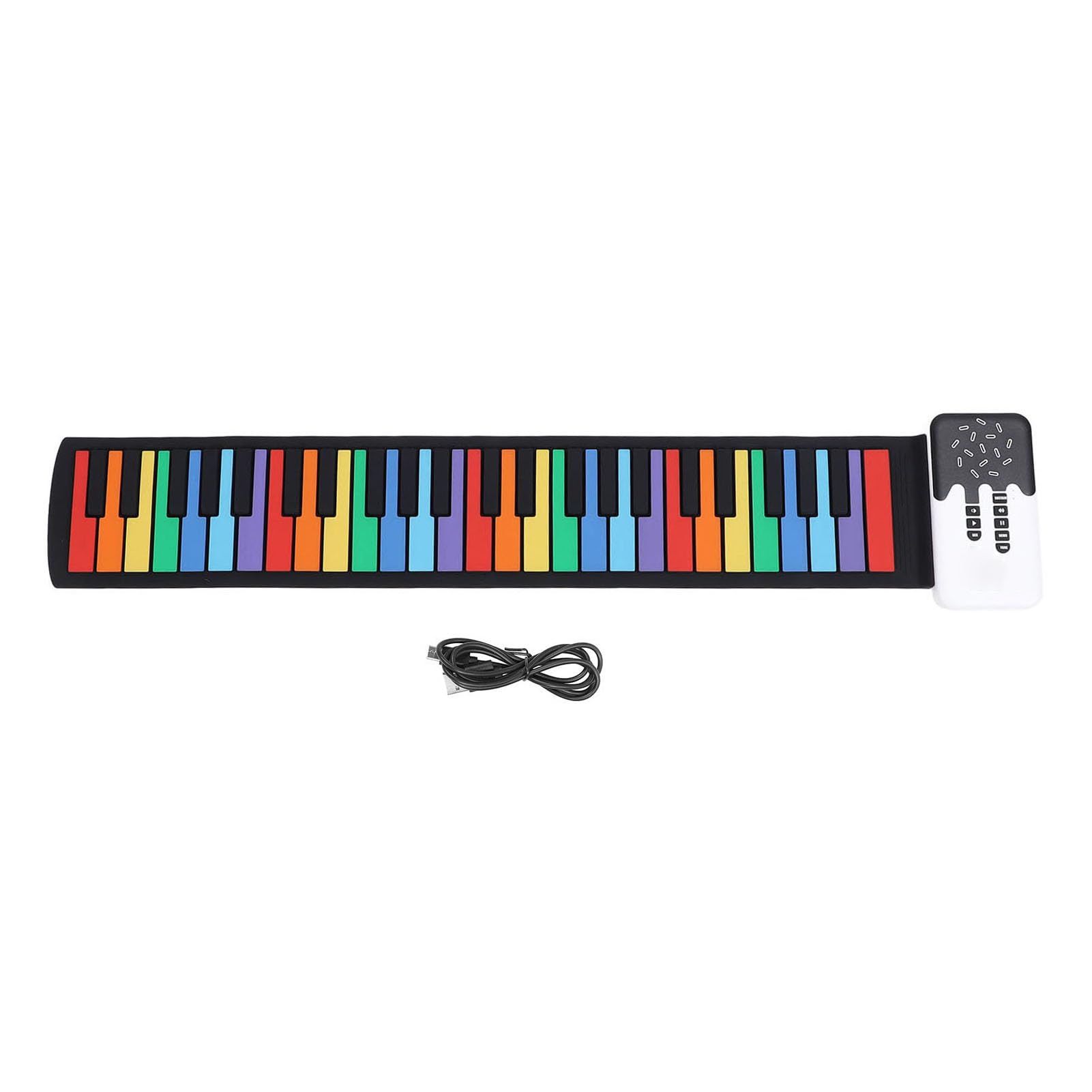 Piano Enrollable, 49 Teclas, Piano Electrónico Portátil Colorido para Principiantes, Teclado de Piano de Música Digital Enrollado a Mano, Flexible y Plegable con Altavoz para Uso