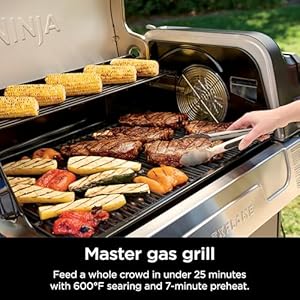 Ninja FlexFlame, Grill and Smoker, Electric and Propane Grill, Roaster, BBQ Grill, 5-in-1 Cooking System, 3 Burner, Digital Control, Outdoor Cooking, Griddle, Pizza Maker, Stainless Steel, PG301 Ninja FlexFlame Grill and Smoker Electric and Propane Grill Roaster BBQ Grill 5 in 1 Cooking System 3 Burner Digital Control Outdoor Cooking Griddle Pizza Maker Stainless Steel PG301