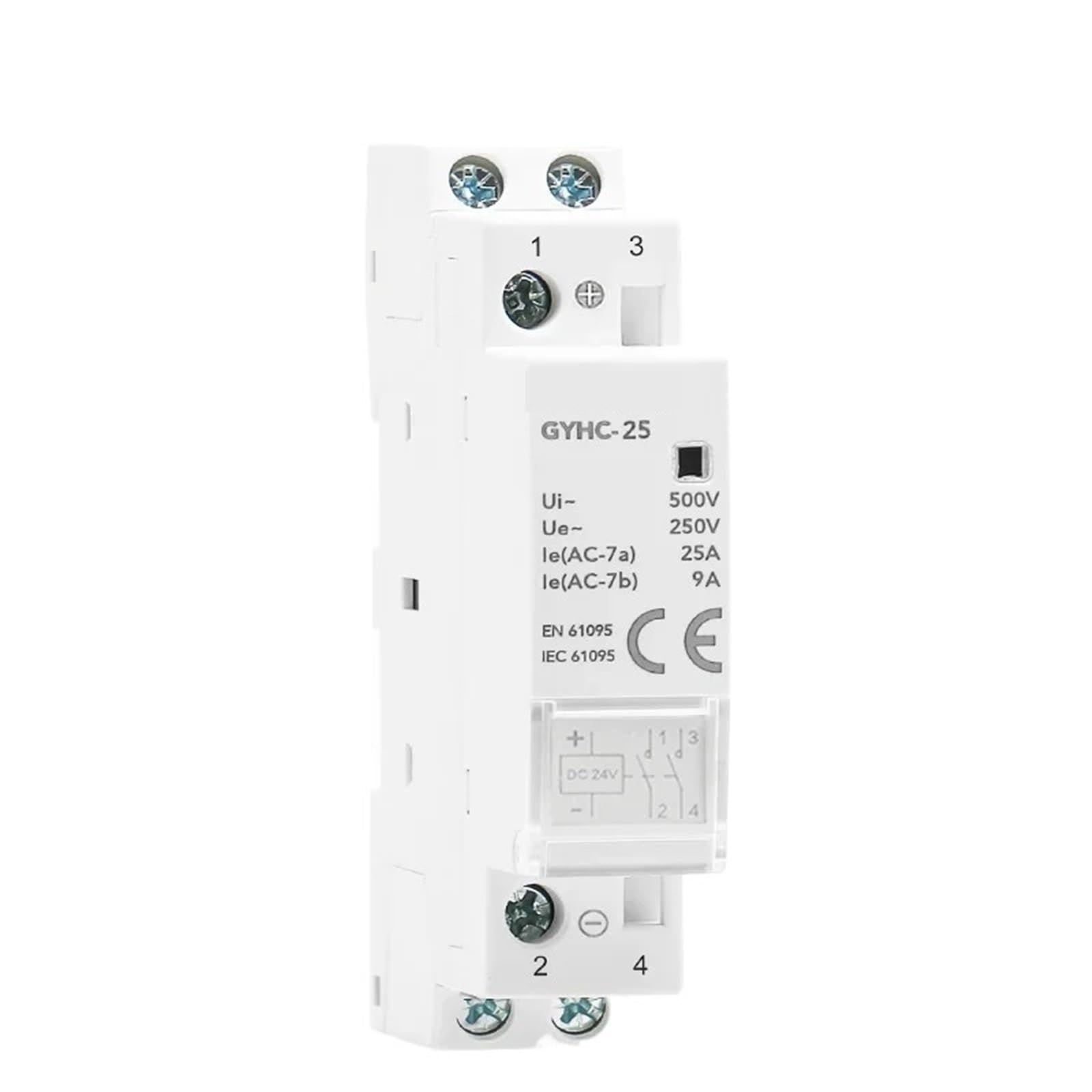 Contactor modular para uso doméstico sobre carril DIN DC24V 25A 2NC 2NO 1NO1NC 50/60Hz Contactor modular para uso doméstico DC12V (2P 25A 2NC DC12V)
