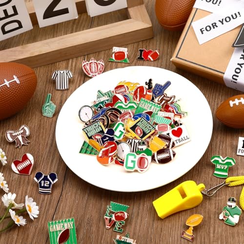 Image of SANNIX 60Pcs Football Enamel Pins, Sports Football Lapel Brooch for Backpacks, Sports Themed Badges for Clothes Bags Hats Accessories, 30 Styles