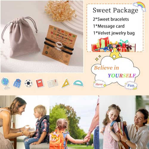Image of P. BLAKE First Day of Kindergarten Bracelet Back to School Gifts Mommy and Me Matching Bracelets Set for Mother Daughter Son Girls Boys Jewelry Gifts