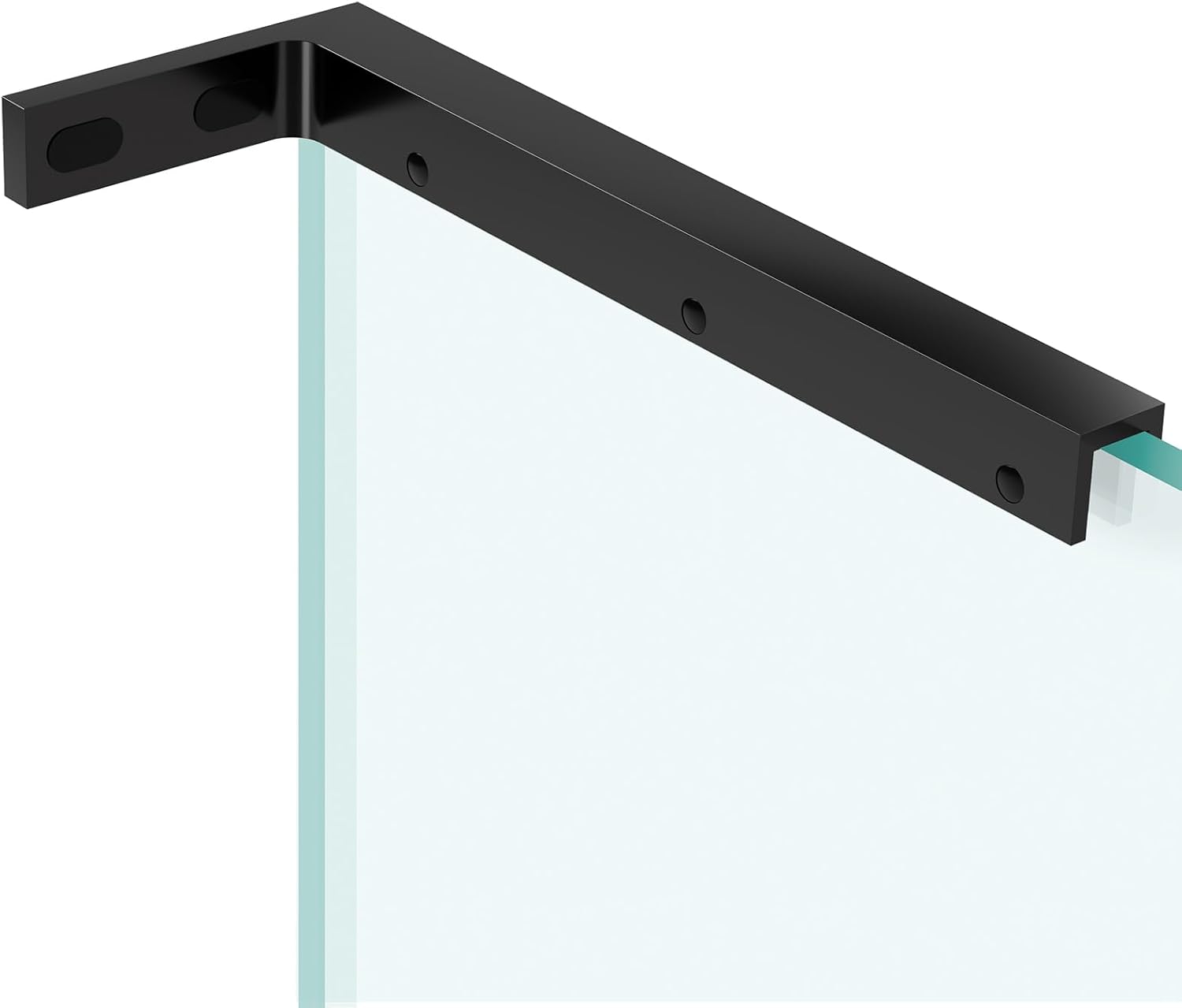 LukLoy Fixed Glass Bracket, Wall to Glass Shower Support Bar, One-Piece Casting L Shape Stabilizer Mounting Bracket for 8-12mm Shower Glass Panel, No Drill in Glass(Black, Right)