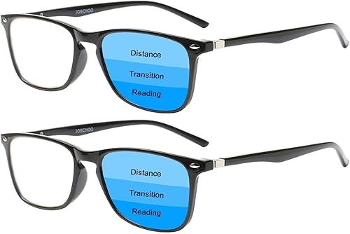 BONCAMOR Paquete de 2 lentes de lectura progresivos multienfoque para hombres y mujeres, bloqueo de luz azul para computadora, lectores antifatiga