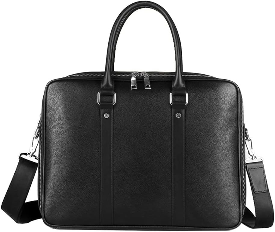 Men's Leather Handbag Zipper Cowhide Fashion Bag Business Briefcase Single Shoulder Crossbody