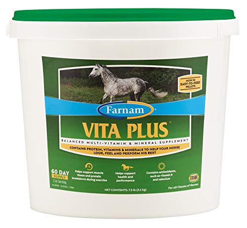 Farnam Vita Plus Balanced Multi-Vitamin & Mineral horse Supplement, Provides balanced nutrition to support overall health and performance, 7.5 pounds, 60 day supply