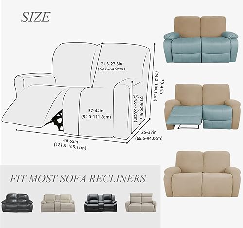 Miniatura 19 de JOKIVTOU Funda elástica para sillón reclinable con bolsillo, fundas de sofá reclinable de jacquard con estampado, protector de muebles con parte