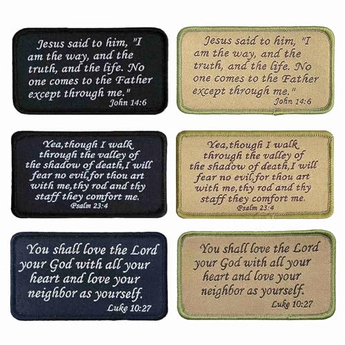 Image of 6Pcs Tactical Bible Morale Patch, Luke 10:27, John 14:6