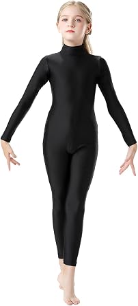 Girls Long Sleeve Unitard Kids Full Body Dance Leotard Turtleneck Bodysuit for Halloween,Costumes