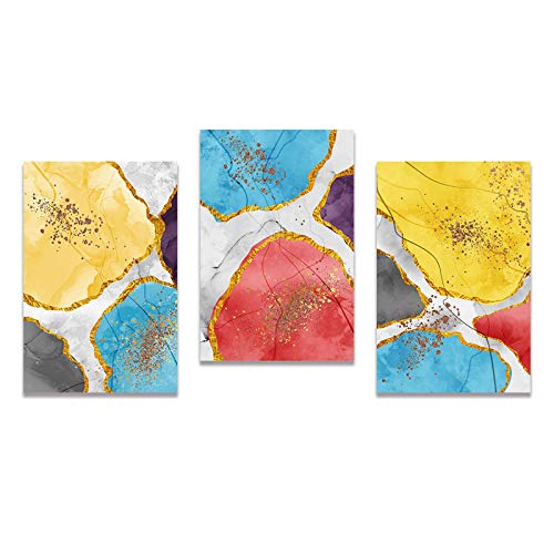Impression sur toile moderne abstraite salon triptyque 70x100 cm