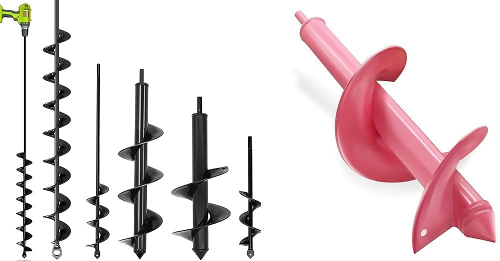 5 Set Auger Drill Bit for Planting,Heavy Duty Garden Auger Spiral Drill Bit Bulb Planter Tool,4x12 Inch Auger Drill Bit for Planting - Heavy Duty Garden Tools Auger Drill Bit