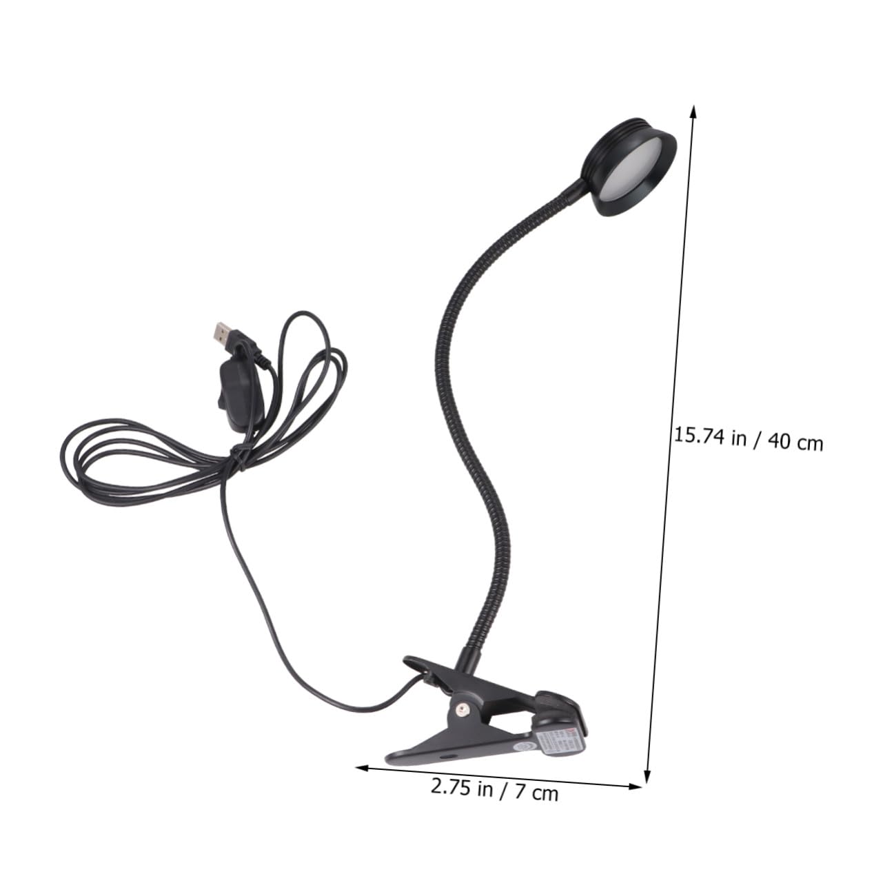 Lampada da Lettura Clip LED Nera, Luce Regolabile a 2 Livelli, Collo Flessibile e Clip Robusta per Lettura a Letto e Viaggi