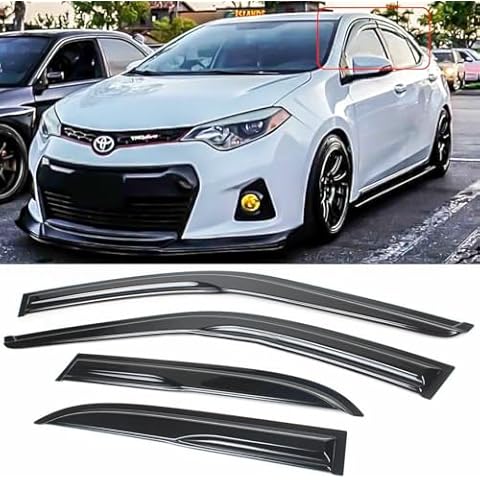 FITS 2014-2019 Toyota Corolla JDM 3D Wavy Mugen Style Window Visor RAIN Guard Vent Cover