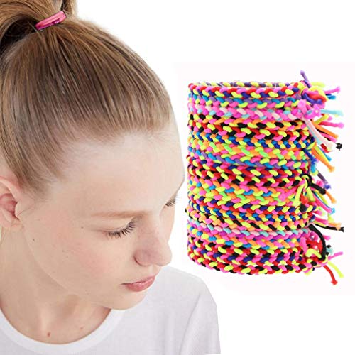 Elastic Hair Ties 100Pcs Hair Braided Scrunchies Stretch Bands No Crease Rope Ponytail Holder Hair Accessories for Girls Women(Multicolor)