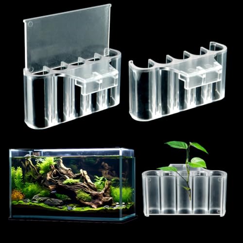 Image of Aquarium Plant Holder,Fish Tank Plant Holder,Aquarium lid Clips,Aquarium Plant Pot,Hydroponic Fish Tank Planter, Aquatic Plant Cup for Aquascape Decorations (Transparent, 1PCS Rimless)