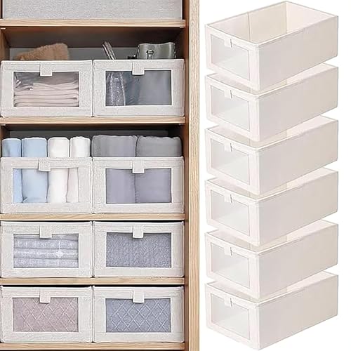 Wardrobe Clothes Organizer 6 Pack Drawer Organizers and Storage Clothes Storage Box Visible Drawer Organizers Foldable Closet Organizer Bins Storage Containers Organizing Clothing Jeans Toys