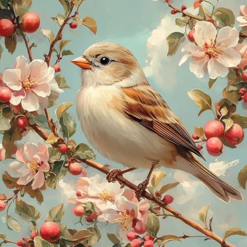 Peinture diamant fleurs d'oiseaux pour décoration murale de salon