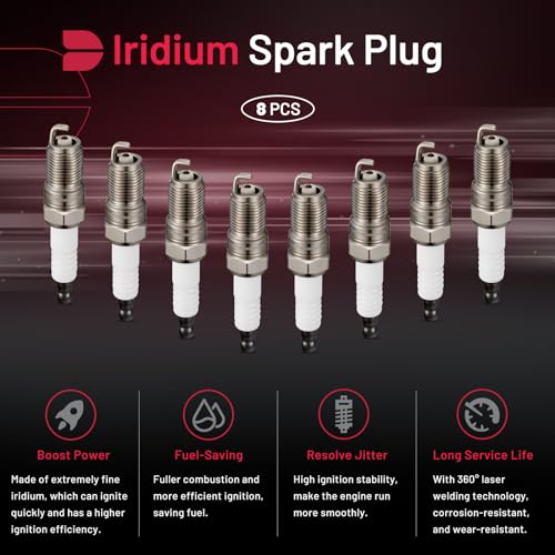 Image of BDFHYK SP413 Iridium Spark Plugs Compatible with Lincoln Navigator for Mercury Mountaineer for Audi A6 A8 Quattro E-150 Explorer 4.0L 4.2L 4.6L 5.0L 5.4L V8 Engine Replacement for AGSF32N, Set of 8