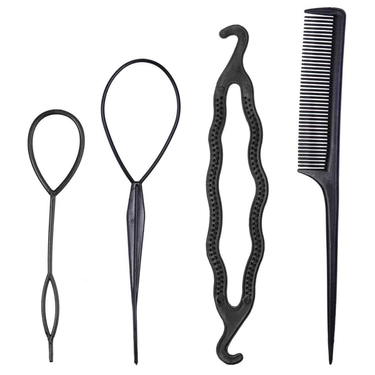 4pcs Portable Hair Bun Maker Kit, Lightweight Plastic Styling Tool Set