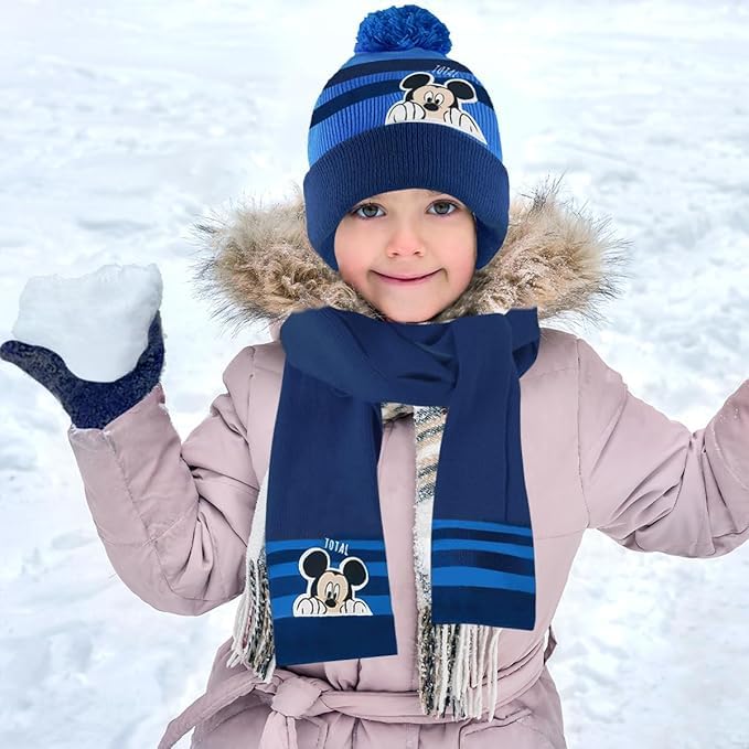 Set Guantes Niña Gorro Invierno Niño Bufanda Tejido de Punto
