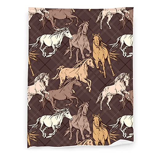 Horse Soft Throw Blanket All Season Microplush Warm Blankets Lightweight Tufted Fuzzy Flannel Fleece Throws Blanket for Bed Sofa Couch
