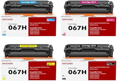 067H 067 MF656Cdw Toner Cartridge 4 Pack Set High Yield Compatible Replacement for Canon 067H 067 for Canon imageCLASS LBP633Cdw LBP632Cdw MF653Cdw MF654Cdw MF656Cdw Printer CRG-067H CRG067H Ink