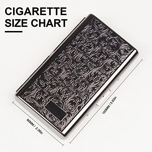 Retro Metal Cigarette Case Box -Double Sided Spring Clip Open Pocket Holder For 14 100Mm Cigarettes Credit Card Holder Protective Security Wallet For Men And Women(Gun Black) #TOP2
