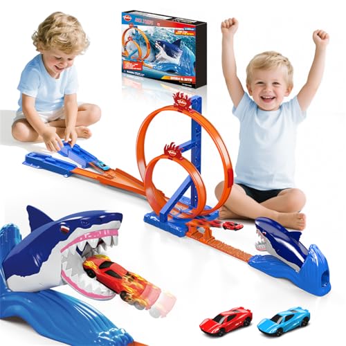 Circuit de course requin avec looping catapulte pour des cascades de voitures spectaculaires