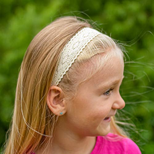 Frog Sac 5 Lace Headbands For Girls, Adjustable Non-Slip Elastic Girl Headbands, Dressy Pastel Lacy Headwraps, Cute Hair Accessories For Kids, Plain Solid Color Headband Birthday Party Favors #TOP1