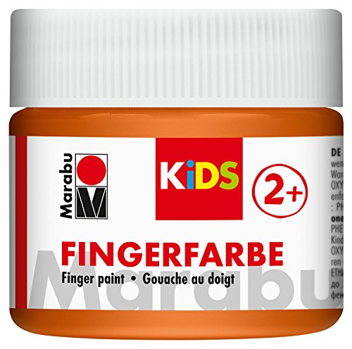 Marabu 03030050013 - Kids Fingerfarbe orange 100 ml, Fingermalfarbe auf Wassermalfarbe parabenfrei, vegana, lactosa, gluten, geeignet zum malen in Kindergarten, Schule, Therapie und zu Hause