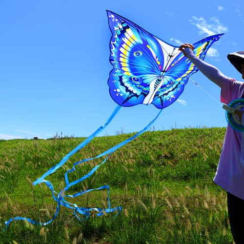 Weicafly Blue Butterfly Kite With 330 Feet Kite String Handle The Kites For Kids & Adults Easy To Fly Kites For Beginner Boys & Girls Kites For The Beach Outdoor Travel Essential Kite #TOP4