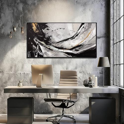 Image of Abstract Framed Wall Decor Vintage Wall Art Neutral Canvas Poster 24 inchx48 inch Large Pictures for Living Room Office Decorations
