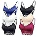 FEOYA Damen BHS 6er Pack Ohne Buegel Push up Yoga Spitze BH Bra Top Set Sport-BHS für Women-Weiß+Schwarz+Hautfarbe+Blau+Rot-XL