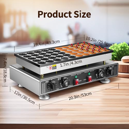 110V Mini Pancake Baker 1800W, 50PCS Commercial Pancakes Maker Machine, 1.8 Inches Electric Muffin Waffle Maker Machine Dutch Poffertjes Grill For Home Kitchen Restaurant Snack Dessert