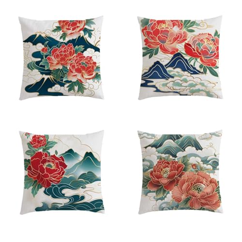 Housse coussin 80x80cm imperméable fleurs et imprimé double face - 2