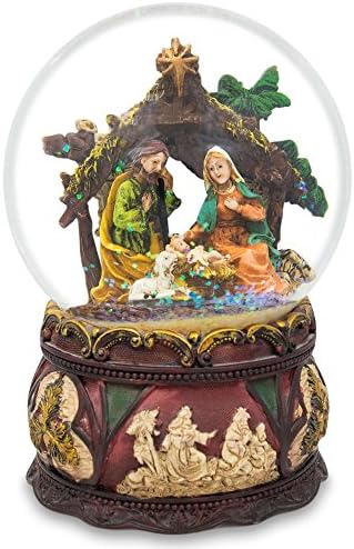 Nativity Scene with Silent Night Music Box Water Snow Globe