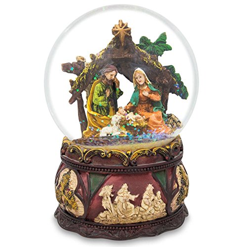 Nativity Scene With Silent Night Music Box Water Snow Globe #TOP4