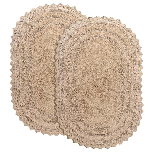 RAJRANG Cotton Bathroom Rug Pack of 2 - Oval 17x24