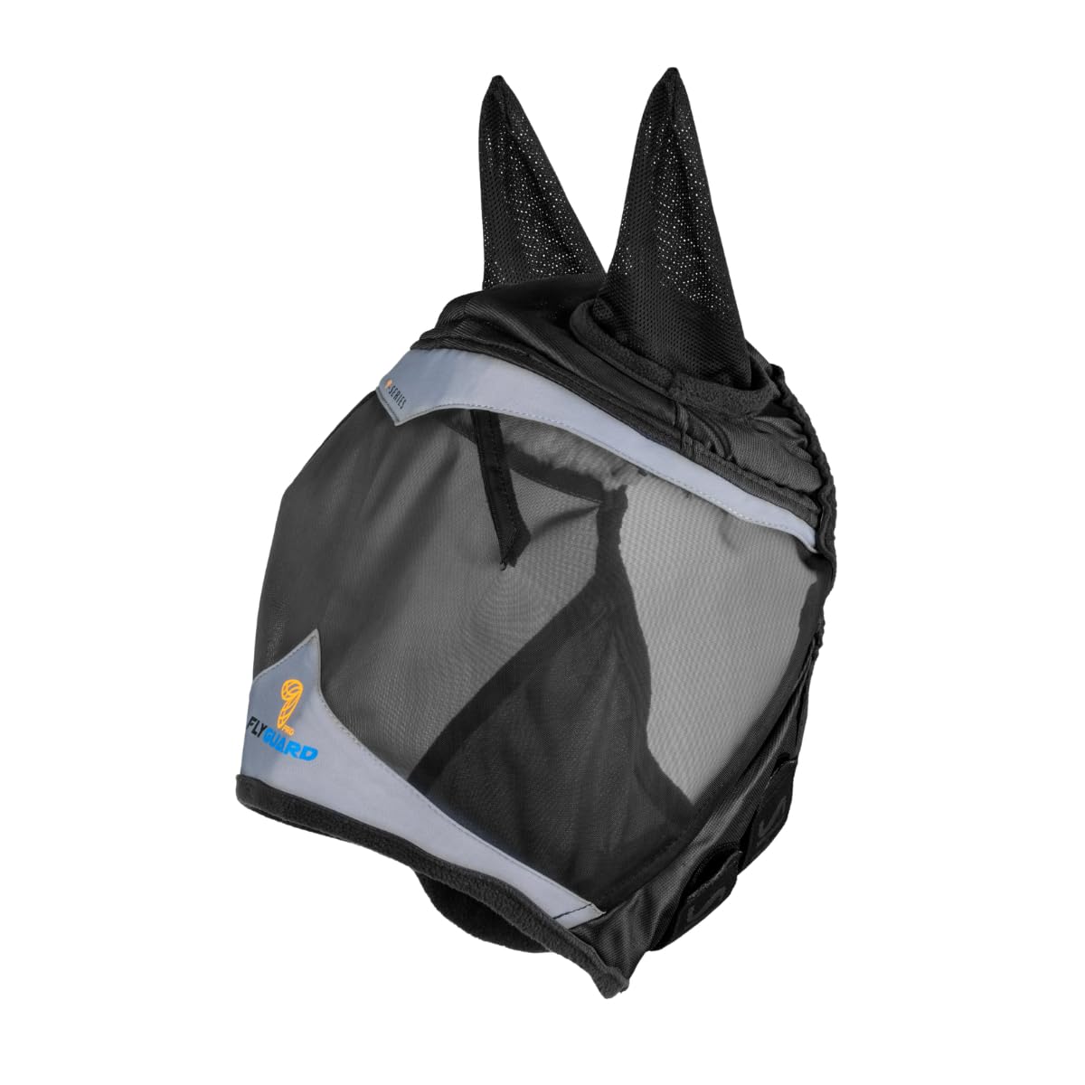 Shires FlyGuard Pro - Máscara de malla fina con orejas, color negro azabache