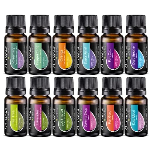 Top Essential Oils Set and Essential Oils Blends - Top 12/0.33oz (10ml) Essential Oils and Blends for Diffuser, Humidifier, Massage and Soul - Perfect Starter Kit Gift - Book & Life Recipes