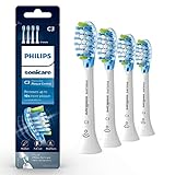 Philips Sonicare Genuine C3 Premium Plaque Control Toothbrush Heads, 4 Brush Heads, White, HX9044/65