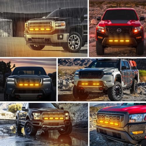 Dinfu Lot de 4 lampes COB 40 W LED clignotantes orange 18 modes stroboscopiques pour voiture, tracteur, camion – vue 6