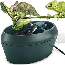 Reptile Chameleon Cantina with Snacks Trough, Drinking Fountain Water Dripper for Amphibians Insects Lizard Turtle Snake Spider Frog Gecko, with Two Pumps One for Replacement